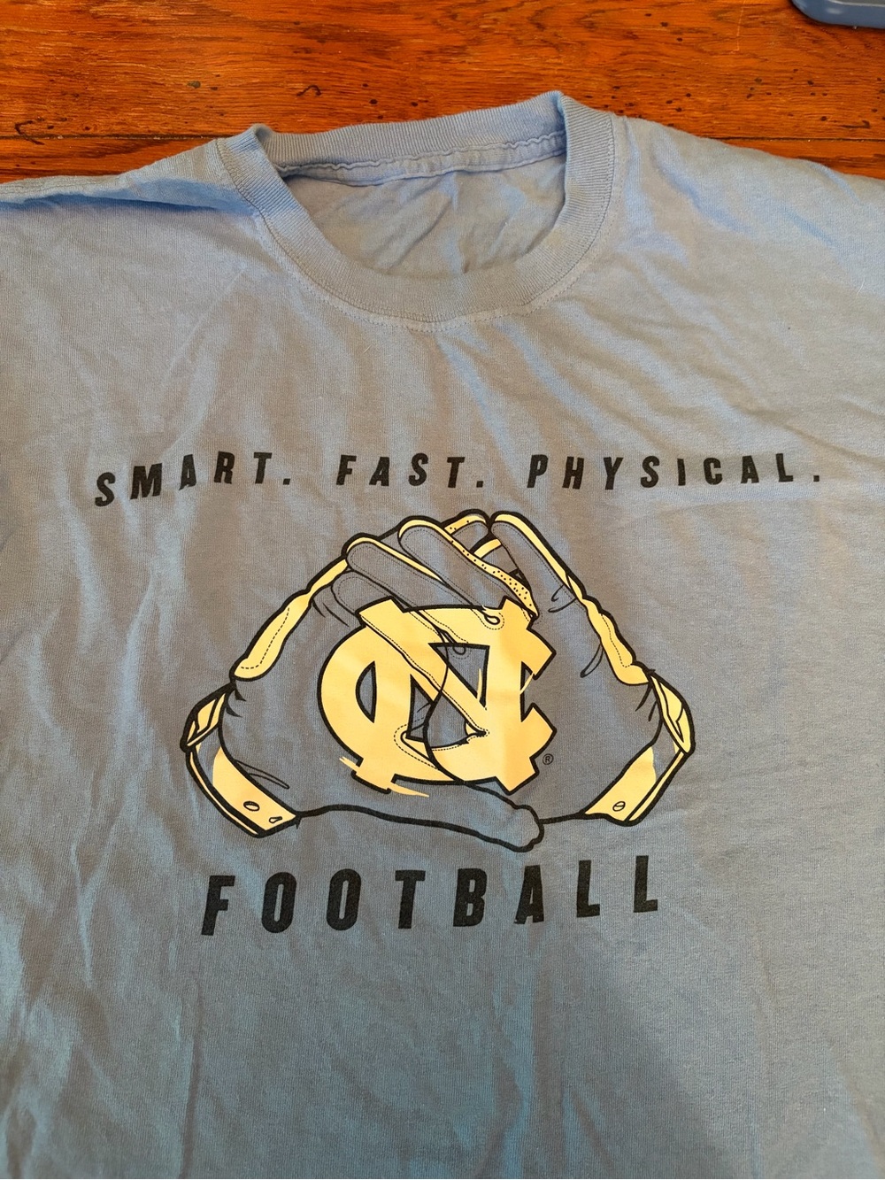 UNC Chapel Hill North Carolina Football Graphic Tee - Light Blue with White Logo